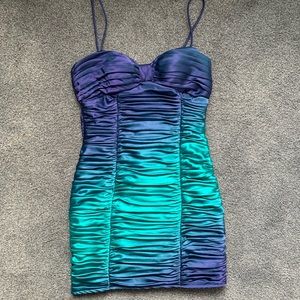 Le Chateau Stunning Purple Turquoise Ombré Dress